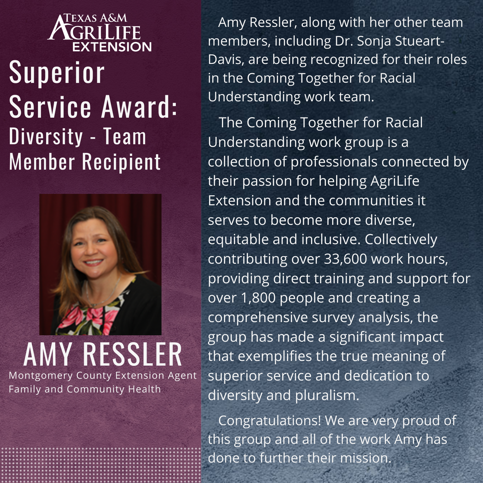 Superior Service Award – Amy Ressler