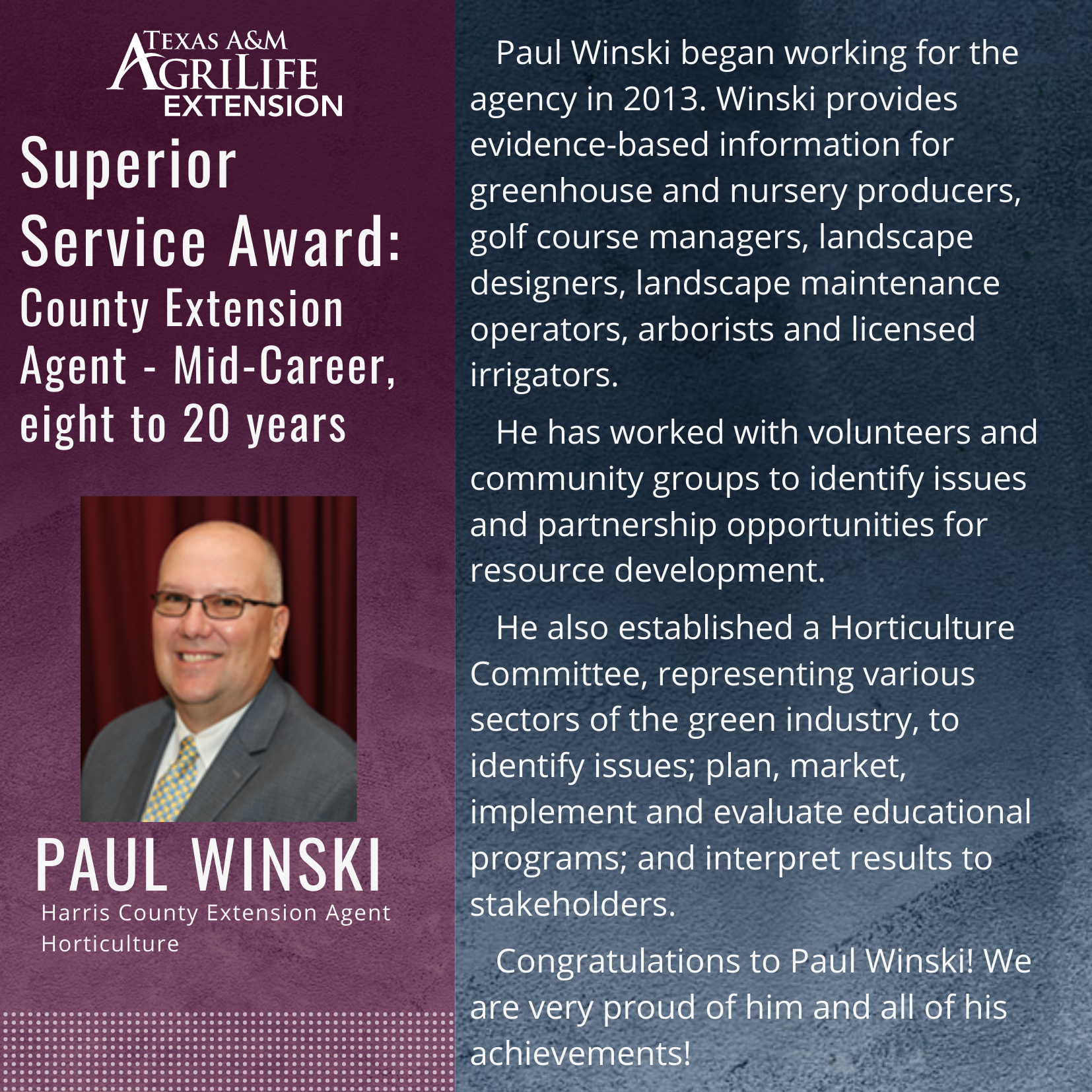 Superior Service Award – Paul Winski